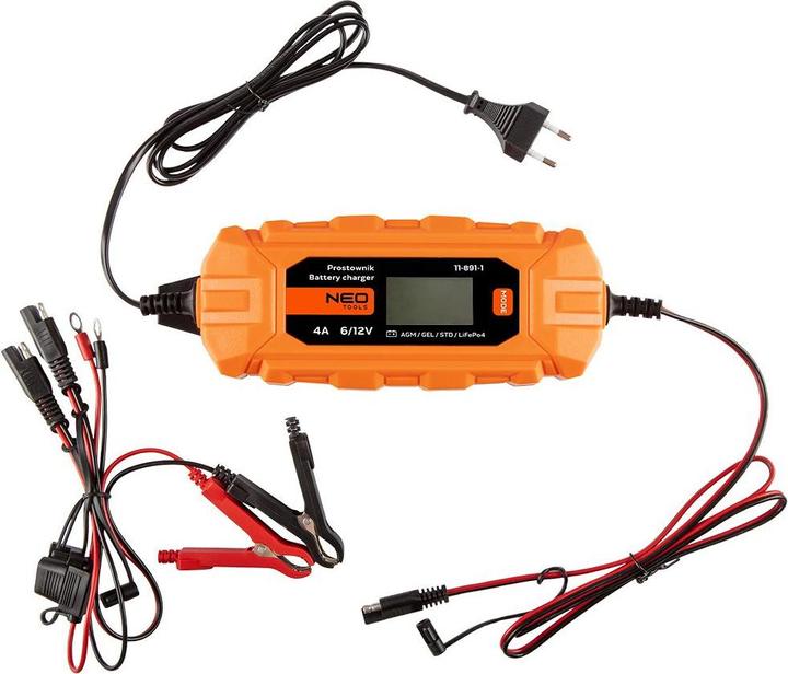 Actual product image Neo Automatic charger 4A/70W 3-120Ah for acid / AGM / GEL batteries