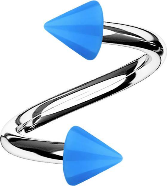 Actual product image Star Piercing Micro spiral silver with two cones light blue (without brass, Acrylic, Surgical steel 316L)