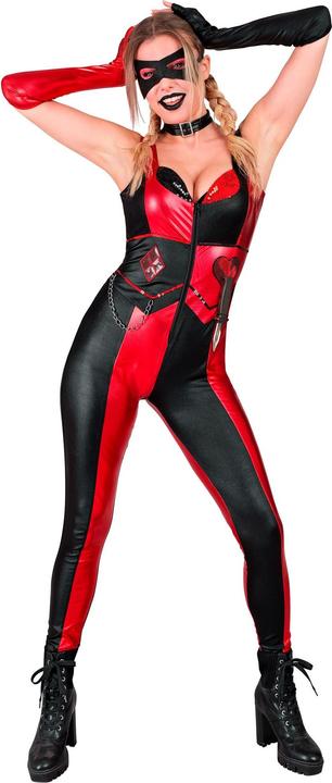 Actual product image Widmann Harlequin ladies' costume jumpsuit, necklace, eye mask, fingerless gloves, knife (S)