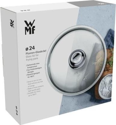 Productafbeelding WMF Glazen Deksel Pan Deksel 24cm Steelpan Vervangingsdeksel Metalen knop (24 cm, Metaal, Glas)
