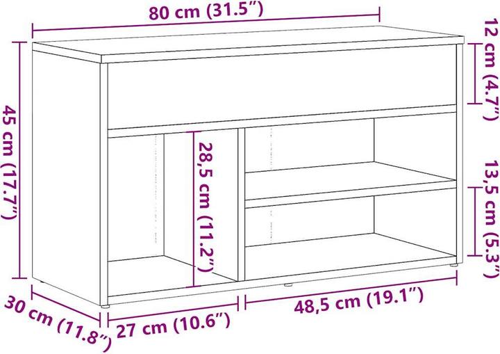 Actual product image VidaXL Schuhbank -Optik (80 x 30 x 45 cm)