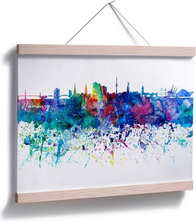 Produktbild Trenddeko Hamburg Aquarell Skyline (30 x 24 cm)