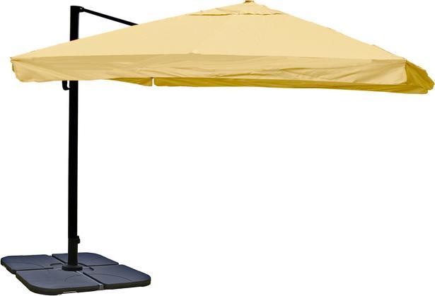 Image du produit Swisshandel24 Parapluie, parasol Gastronomie 3x3m (Ø4,24m) polyester/alu 23kg, Flap, crème avec support - 27 (3 m)
