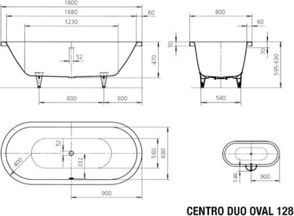 Immagine prodotto Kaldewei Centro Duo ovale 128 180x80cm (188 cm, 88 cm)