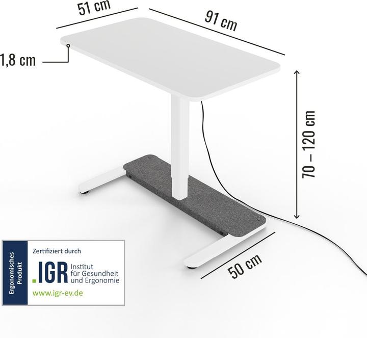 Produktbild Yaasa Desk One - Dunkelgrau/Schwarz (91 x 51 cm)