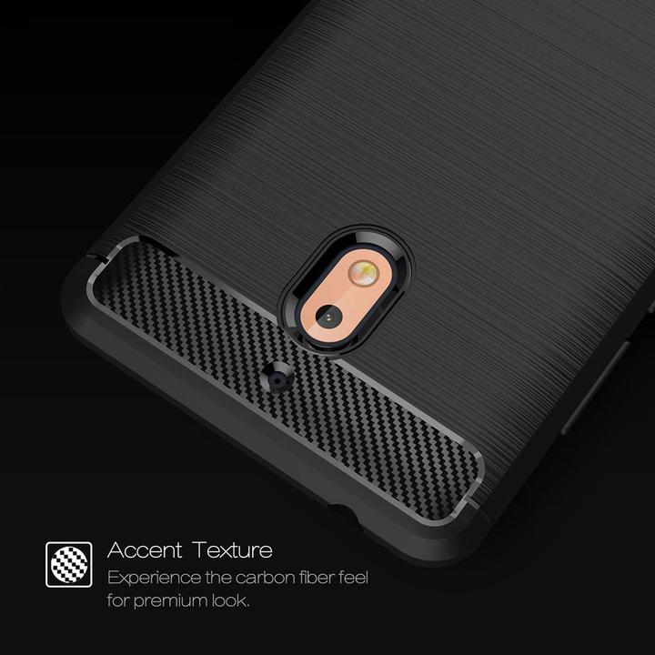 Actual product image König Design Nokia 2.1 Case Carbon Fiber Optic Brushed Protective Cover Bumper Case Cover Black (Nokia 2.1)