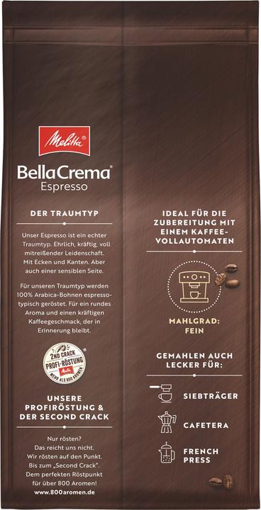 Image du produit Melitta Espresso Bella Crema (1000 g, Torréfaction foncée)