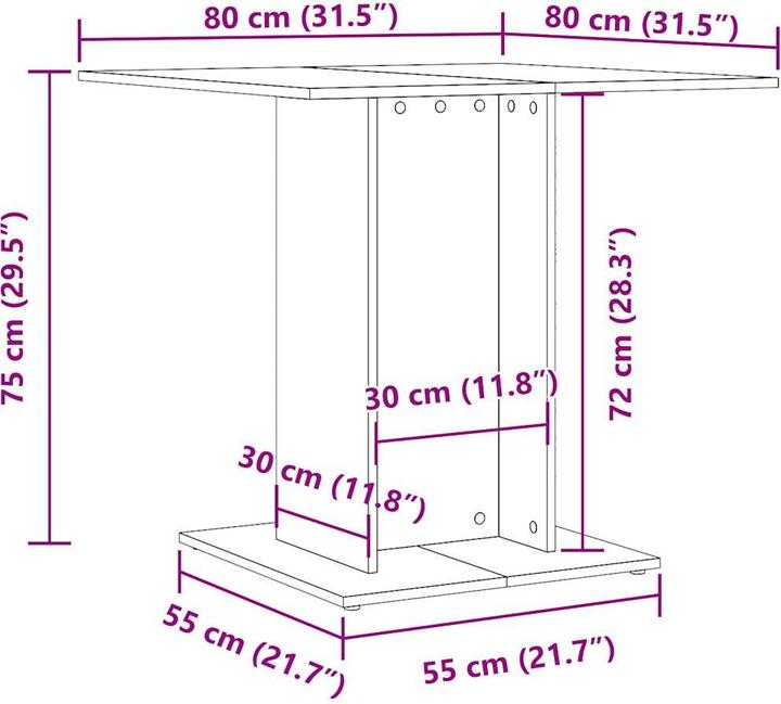 Produktbild VidaXL Esstisch Küchentisch Esszimmertisch Speisetisch Tisch Artisan-Eiche (80 x 80 x 75 cm)