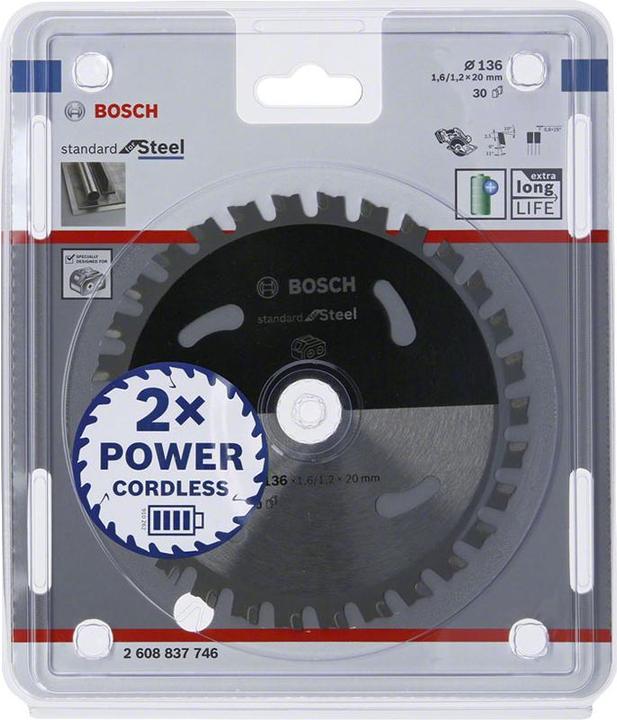 Immagine prodotto Bosch Professional Zubehör Lama per sega circolare a batteria PRO Steel, 136 x 1,6 x 20 mm