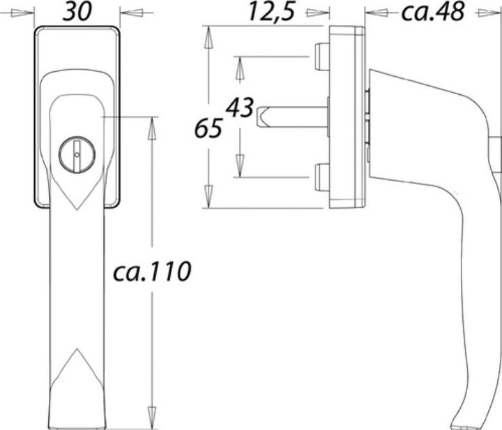 Produktbild EDI Fenstergriff 1003/2035 Aluminium F9016 / verkehrsweiss 35 mm abschliessbar