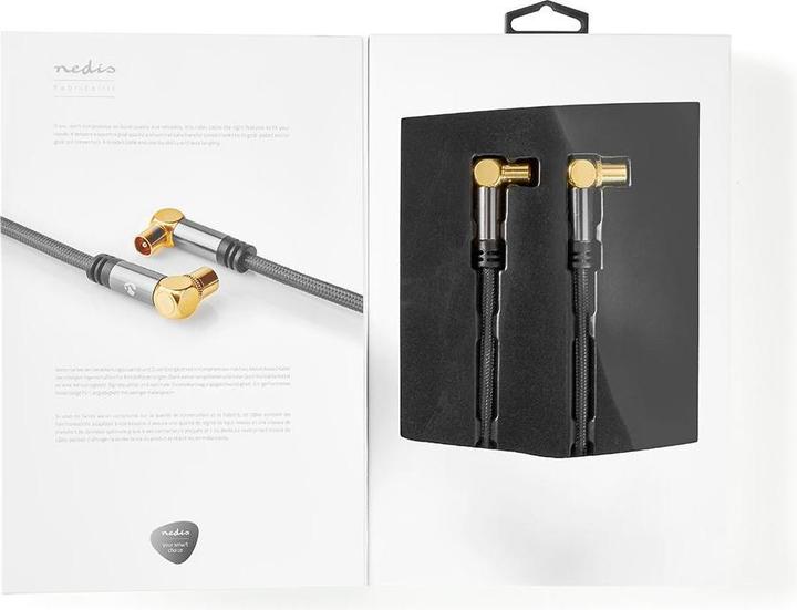 Actual product image Nedis Coaxial cable - IEC male - IEC female - Gold plated - 75 Ohm - 4 way shielded - 5 m - run (75 dB, Antenna cable)