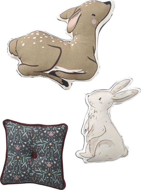Actual product image Vertbaudet Set of 3 children's room animal cushions MAGIC FOREST (22 x 22 cm)