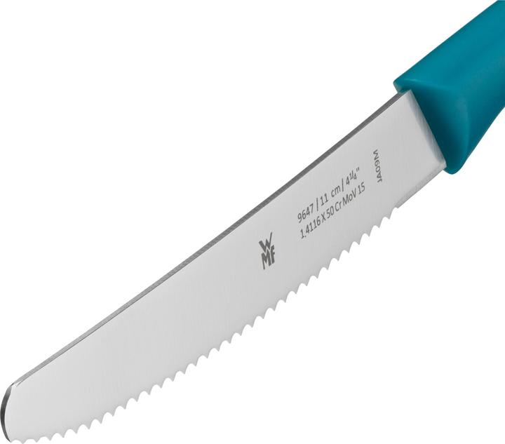Produktbild WMF Brotzeitmesser Brötchenmesser Frühstücksmesser Set 2tlg 23cm Wellenschliff blau (11 cm)