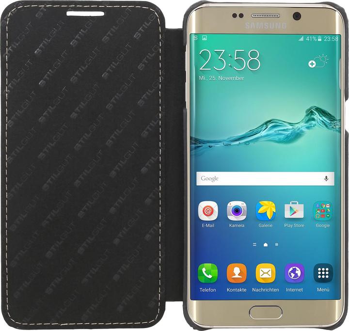 Actual product image StilGut Book Type Case without Clip for S6 Edge+, black (Samsung Galaxy S6 Edge+)