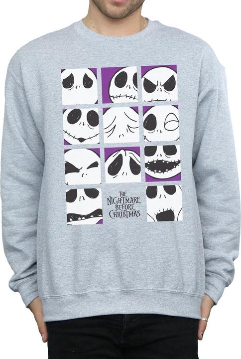 Actual product image Disney Mens Nightmare Before Christmas Many Faces Of Jack Squares Sweatshirt (L)