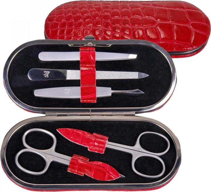 Sacher TF200R.1003 - 5-teilig Maniküretui Manikürenset rot Leder