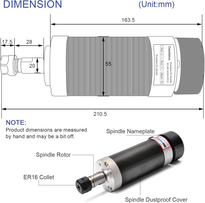 Actual product image CNC Spindelmotor Kit 600W ER16