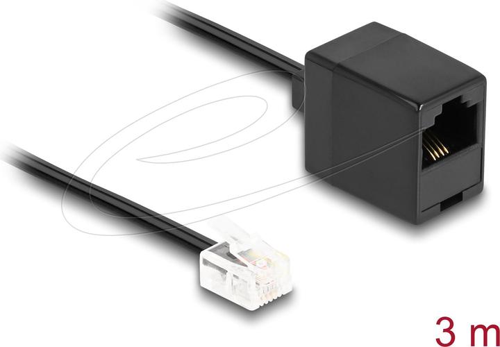 Produktbild Delock Telefonkabel RJ11 Stecker zu RJ45 Buchse schwarz 3 m