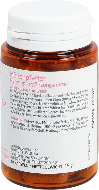 Nährwerte und Zutaten Arkopharma Arkocaps Mönchspfeffer Kapseln (60 Stück, Kapseln, 39 g)