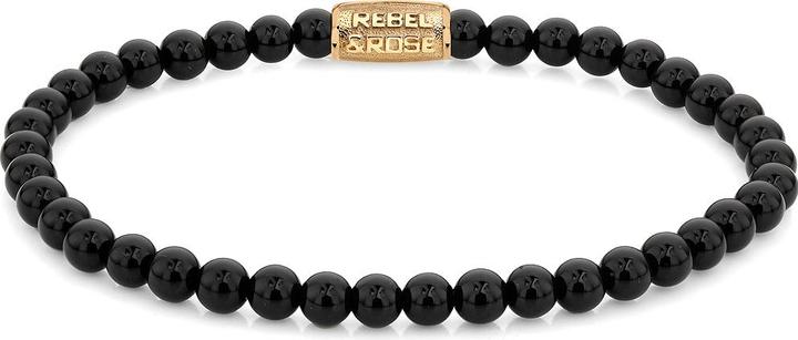 Rebel & Rose Armband Black Velvet RR-40108-G-S Damen (16.50 cm, Onyx, Acero inoxidable)