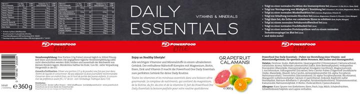 Valeurs nutritives et ingrédients PowerFood One Daily Essentials (boîte de 360g) (Grapefruit, 1 pcs, 360 g)
