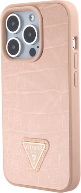Image du produit Guess GUHCP15LPCRTHCP iPhone 15 Pro 6.1" różowy/pink hardcase Croco Triangle Metal Logo (Apple iPhone 15 Pro)