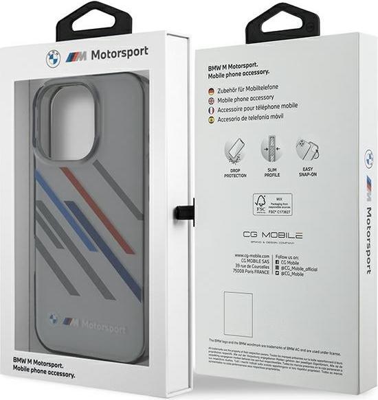 Actual product image BMW BMHCP16X23HTRAG iPhone 16 Pro Max 6.9" szary/grey hardcase Motosport IML Random Stripes (Apple iPhone 16 Pro Max)