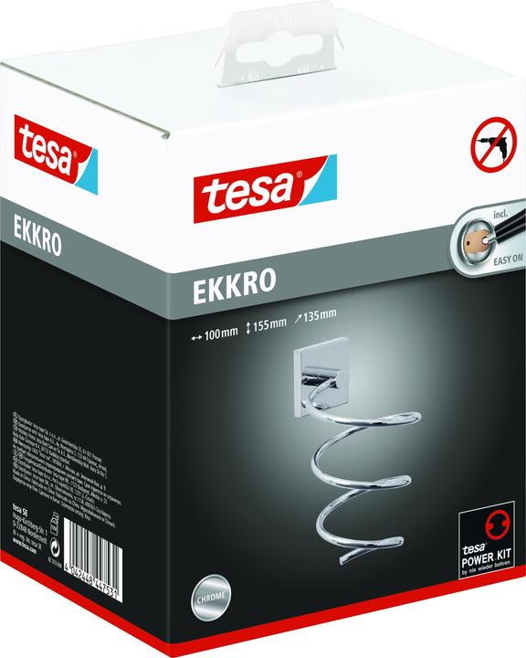 Actual product image tesa EKKRO hairdryer holder incl. adhesive solution without drilling