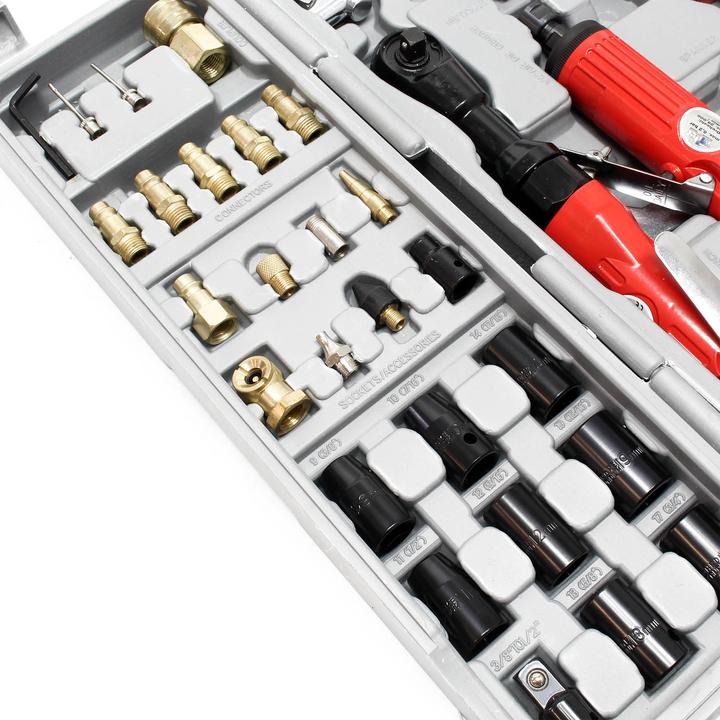 Immagine prodotto Wiltec Set di utensili pneumatici ad aria compressa 71 pezzi, tra cui avvitatore a impulsi, martello (1/4")