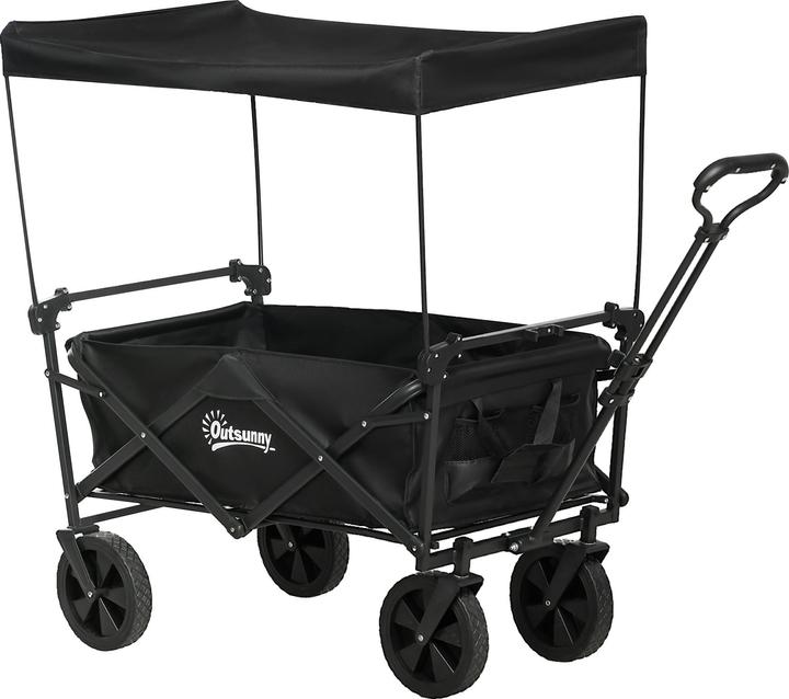 Image du produit Outsunny Chariot à bras avec toit ouvrant