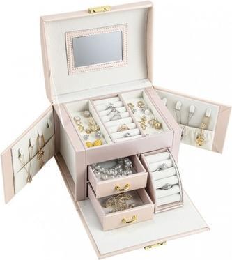 Immagine prodotto Ecarla Portagioie con specchio e cassetto rosa cipria