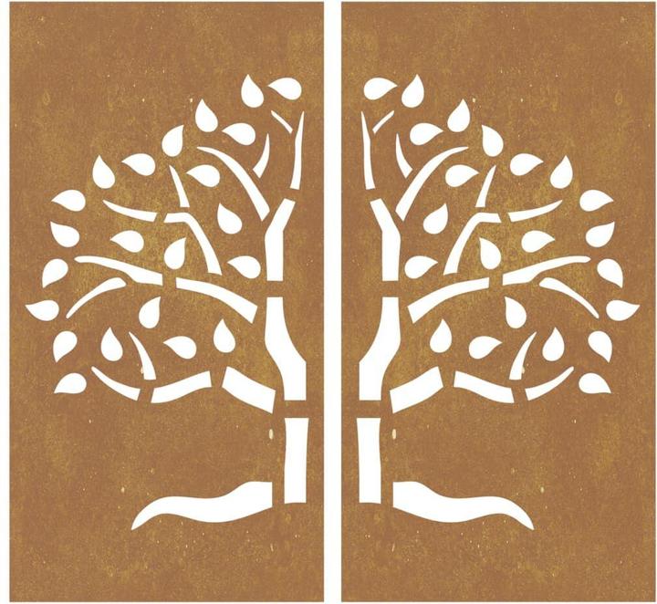 Produktbild VidaXL 2-tlg. Garten-Wanddeko 105x155 cm Cortenstahl Baum-Design (105 x 55 x 1 cm)