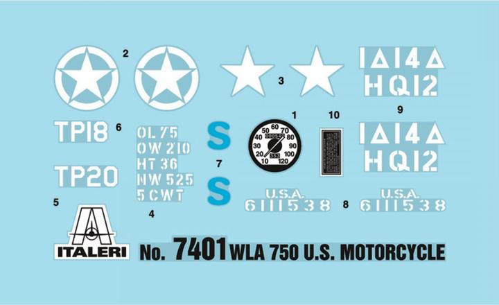 Actual product image Italeri US Army WWII Motorcycle WLA 750