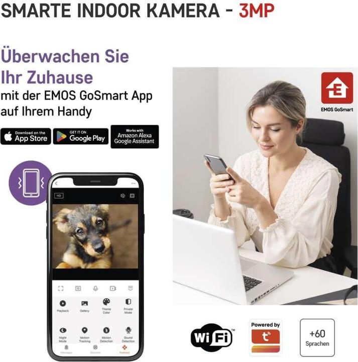 Actual product image Emos GoSmart IP-110 CUBE rotating surveillance camera with WiFi (2304 x 1296 Pixels)