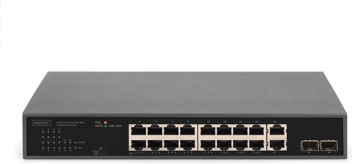 Produktbild Digitus 16+2 Port 10/100/1000 Mbps + 2 Gigabit SFP PoE Switch (18 Ports)