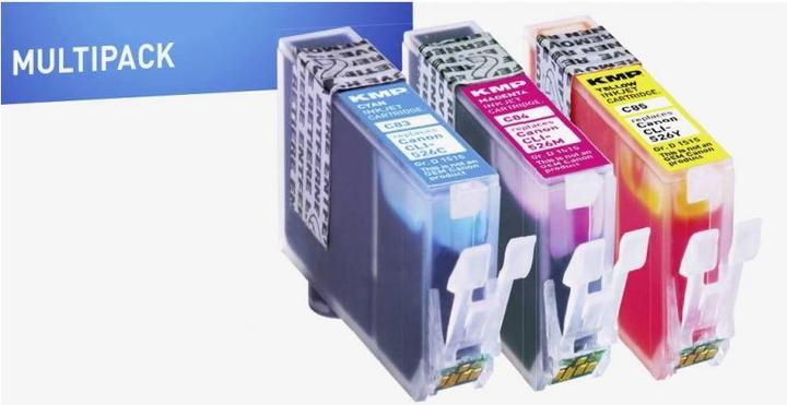 Actual product image KMP C83V Value Pack C/M/Y compatible with Canon CLI-526 (M, C, Y)