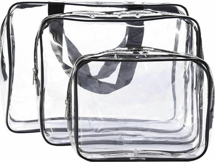 Produktbild Noya Kosmetik Make-Up Tasche (3er Set) – Transparenter Reise-Organizer mit Reissverschluss (1 l)