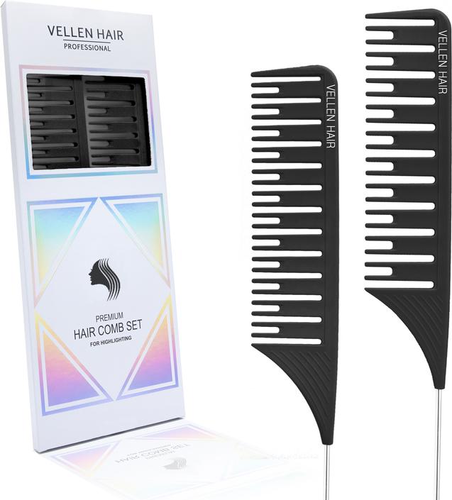 Image du produit Vellen Hair Set de peignes à surbrillance, pack de 2, noir