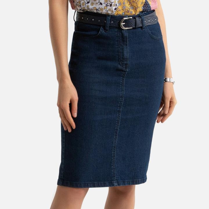 Actual product image Anne Weyburn Stretch denim denim skirt (34)