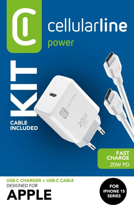 Produktbild Cellularline USB-C Charger Kit für Apple 20W PD White (20 W)