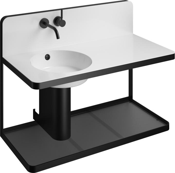 Actual product image Alape Steel 19 washbasin for renovation WP.S19L.1R, W:1000mm, H:740mm, D:490mm, round bowl left, wit (490 mm, 1000 mm)
