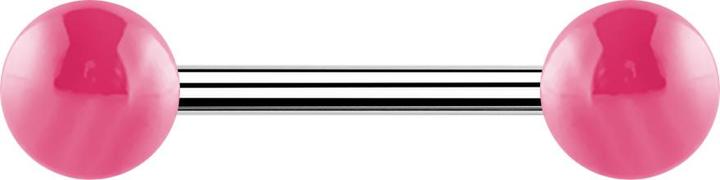 Actual product image Star Piercing Barbell silber mit zwei Kugeln metallbeschichtet pink (Surgical steel 316L)