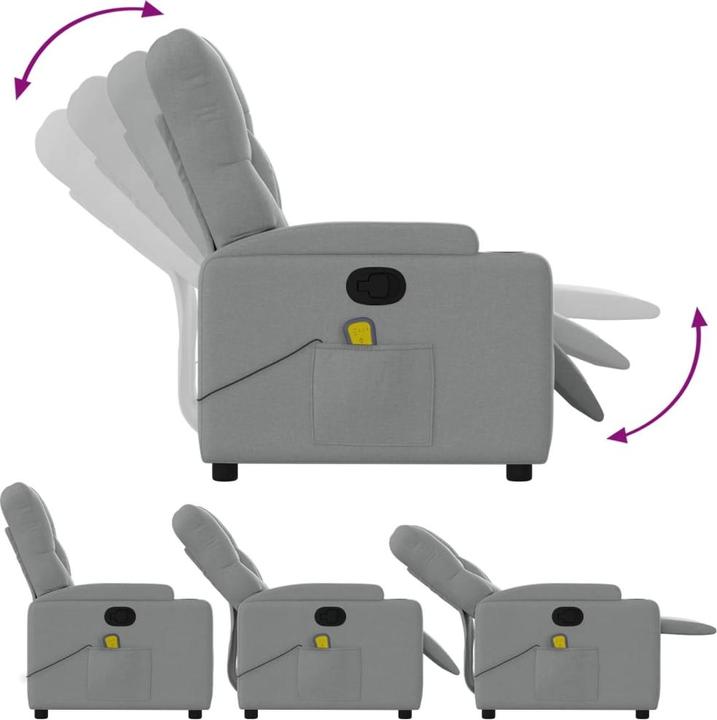 Actual product image VidaXL Massage chair light grey fabric,Colour: Light grey,Material: Fabric