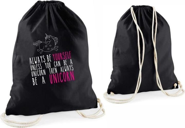 4you Design Statement-Turnbeutel Always be yourself unless you can be a unicorn then always be a unicorn schwarz