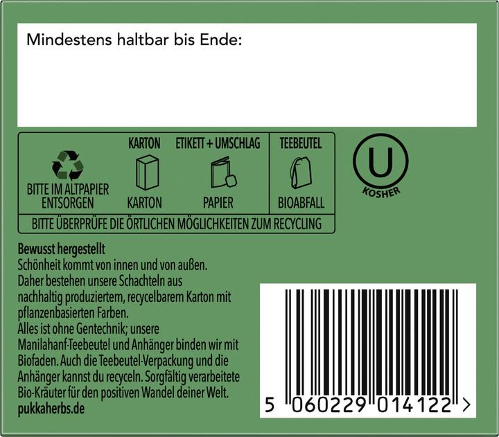 Nährwerte und Zutaten Pukka Drei Minze (32 g)
