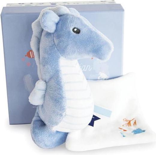 Image du produit Doudou et Compagnie Hippocampe avec son doudou, bleu 17cm (MQ2) **