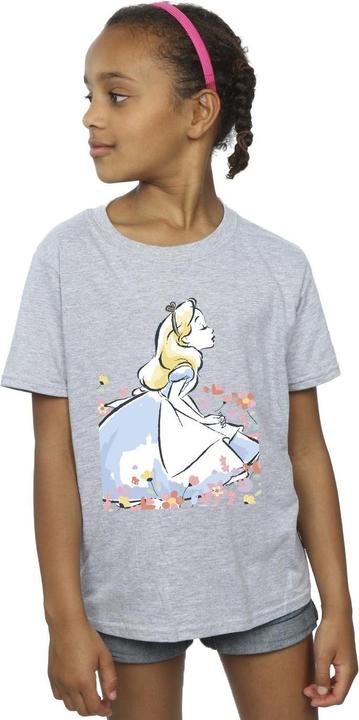 Produktbild Disney Mädchen Alice im Wunderland Skizze Blumen Baumwolle TShirt (140, 146)