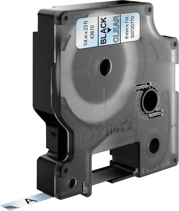 Dymo D1 Schriftband 43610 6mmx7.0m schwarz->transp. (0.60 cm, Transparent, Schwarz)