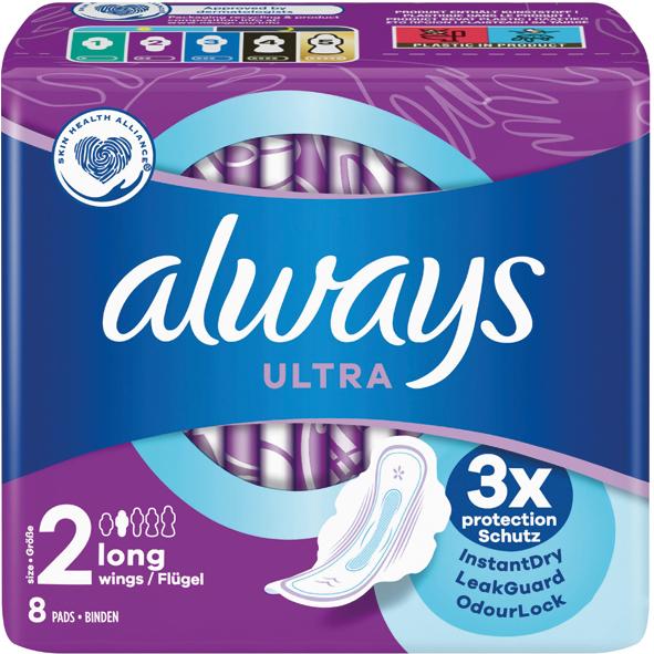 Image du produit Always Bandeau ultra fin Long avec ailes 8pcs (1 x, Tampons sanitaires)