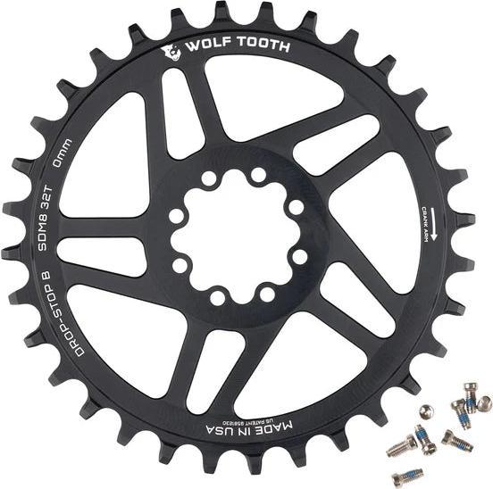 Actual product image Wolf Tooth SRAM 8-bolt Direct Mount chainring, Boost 55mm/Offset 0mm, 36 t., Drop-Stop B, black (36)